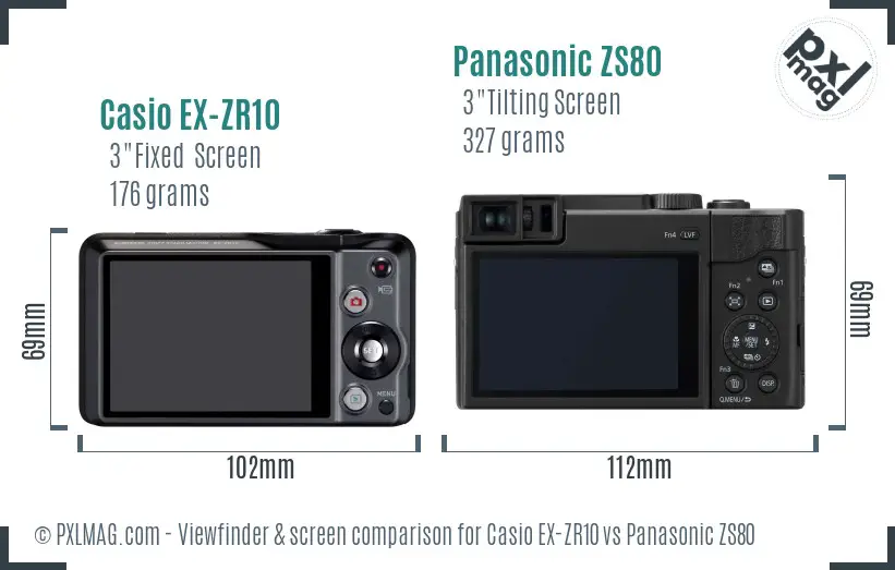 Casio EX-ZR10 vs Panasonic ZS80 Screen and Viewfinder comparison Casio EX-ZR10 vs Panasonic ZS80 Screen and Viewfinder comparison