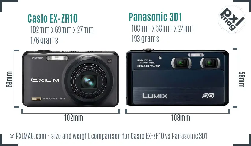 Casio EX-ZR10 vs Panasonic 3D1 size comparison Casio EX-ZR10 vs Panasonic 3D1 size comparison