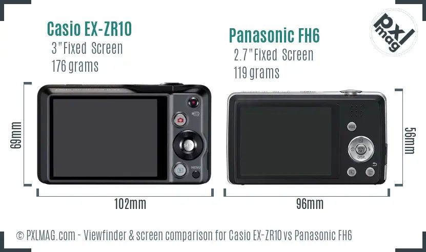 Casio EX-ZR10 vs Panasonic FH6 Screen and Viewfinder comparison Casio EX-ZR10 vs Panasonic FH6 Screen and Viewfinder comparison