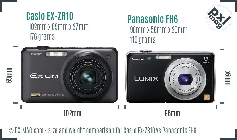 Casio EX-ZR10 vs Panasonic FH6 size comparison Casio EX-ZR10 vs Panasonic FH6 size comparison