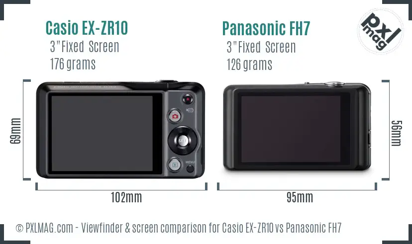 Casio EX-ZR10 vs Panasonic FH7 Screen and Viewfinder comparison