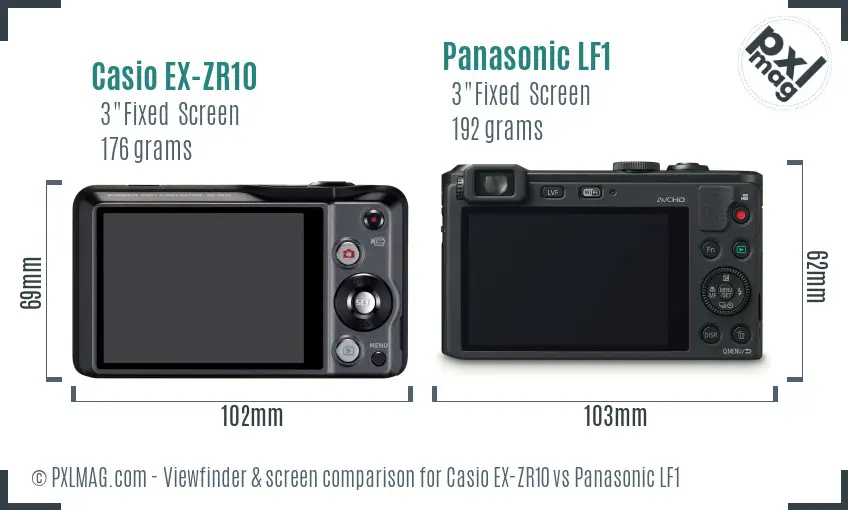 Casio EX-ZR10 vs Panasonic LF1 Screen and Viewfinder comparison