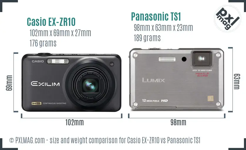 Casio EX-ZR10 vs Panasonic TS1 size comparison Casio EX-ZR10 vs Panasonic TS1 size comparison