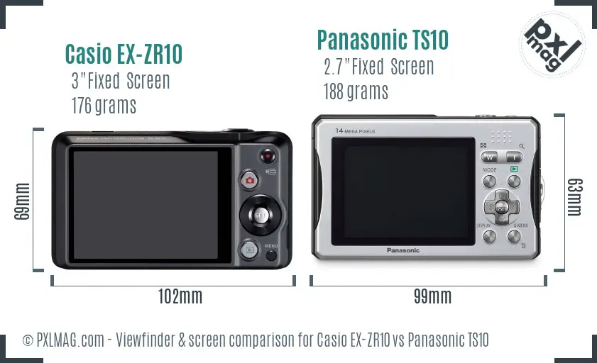 Casio EX-ZR10 vs Panasonic TS10 Screen and Viewfinder comparison
