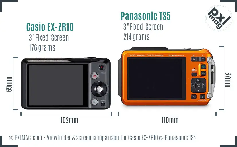 Casio EX-ZR10 vs Panasonic TS5 Screen and Viewfinder comparison
