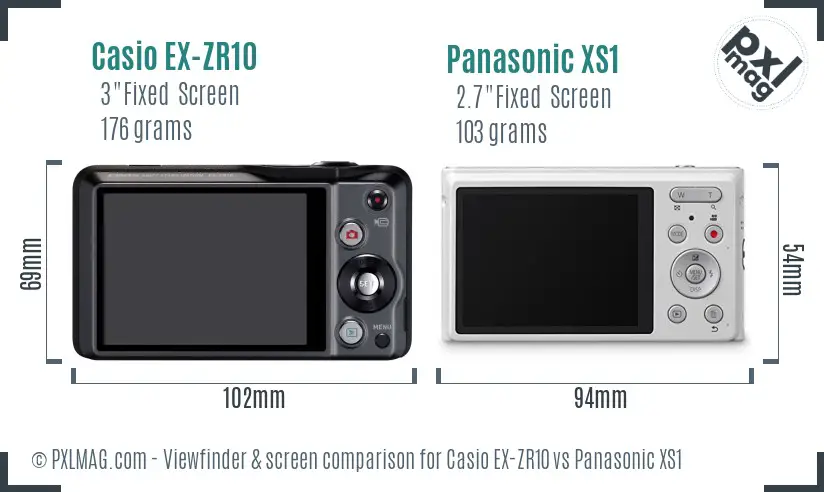 Casio EX-ZR10 vs Panasonic XS1 Screen and Viewfinder comparison Casio EX-ZR10 vs Panasonic XS1 Screen and Viewfinder comparison