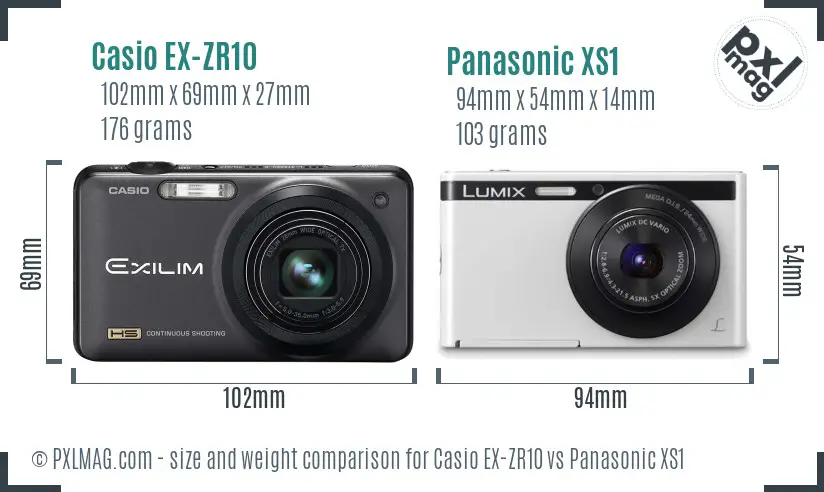 Casio EX-ZR10 vs Panasonic XS1 size comparison Casio EX-ZR10 vs Panasonic XS1 size comparison