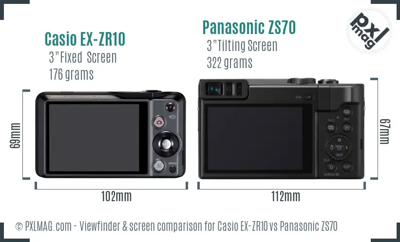 Casio EX-ZR10 vs Panasonic ZS70 Screen and Viewfinder comparison Casio EX-ZR10 vs Panasonic ZS70 Screen and Viewfinder comparison