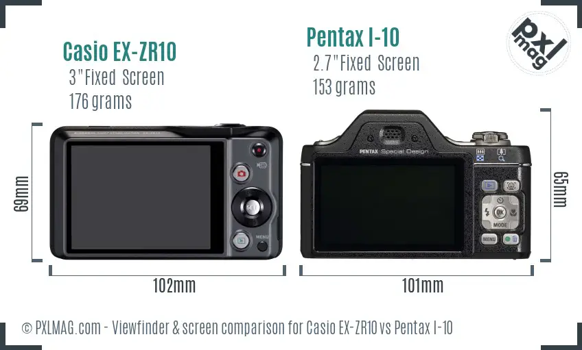Casio EX-ZR10 vs Pentax I-10 Screen and Viewfinder comparison