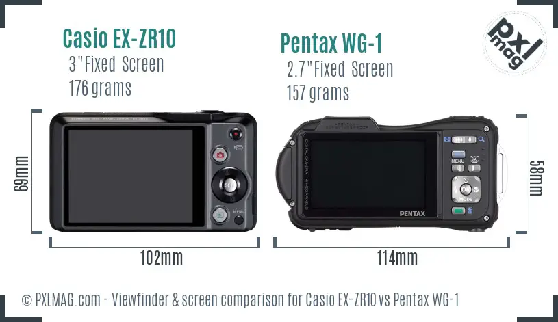 Casio EX-ZR10 vs Pentax WG-1 Screen and Viewfinder comparison
