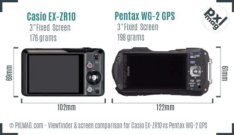 Casio EX-ZR10 vs Pentax WG-2 GPS Screen and Viewfinder comparison