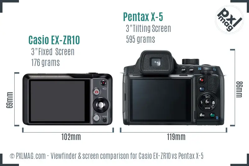 Casio EX-ZR10 vs Pentax X-5 Screen and Viewfinder comparison Casio EX-ZR10 vs Pentax X-5 Screen and Viewfinder comparison