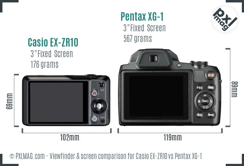 Casio EX-ZR10 vs Pentax XG-1 Screen and Viewfinder comparison