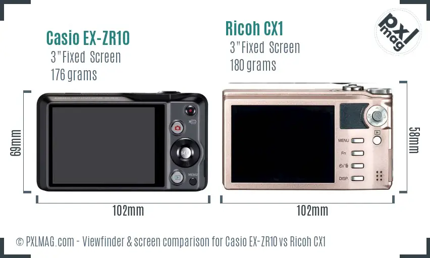 Casio EX-ZR10 vs Ricoh CX1 Screen and Viewfinder comparison Casio EX-ZR10 vs Ricoh CX1 Screen and Viewfinder comparison
