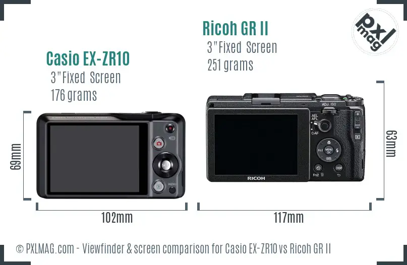 Casio EX-ZR10 vs Ricoh GR II Screen and Viewfinder comparison Casio EX-ZR10 vs Ricoh GR II Screen and Viewfinder comparison