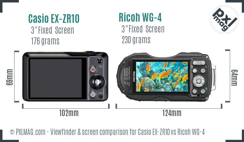 Casio EX-ZR10 vs Ricoh WG-4 Screen and Viewfinder comparison