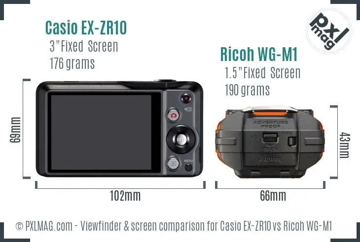 Casio EX-ZR10 vs Ricoh WG-M1 Screen and Viewfinder comparison
