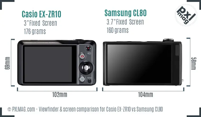 Casio EX-ZR10 vs Samsung CL80 Screen and Viewfinder comparison Casio EX-ZR10 vs Samsung CL80 Screen and Viewfinder comparison