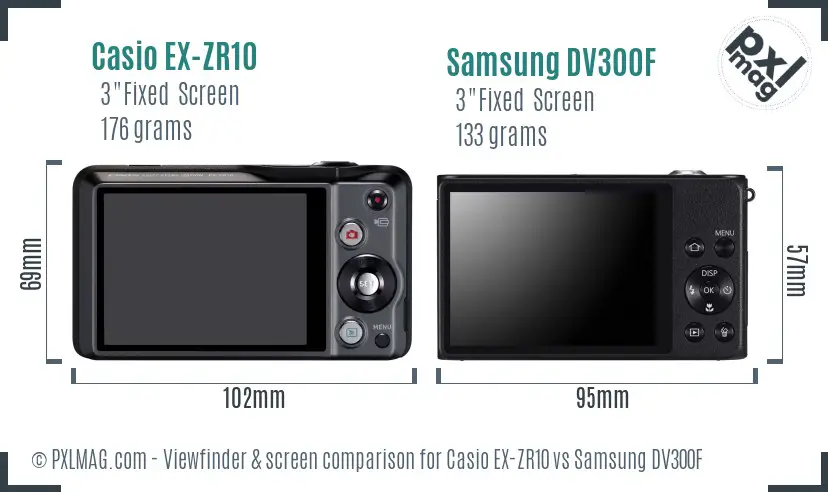 Casio EX-ZR10 vs Samsung DV300F Screen and Viewfinder comparison