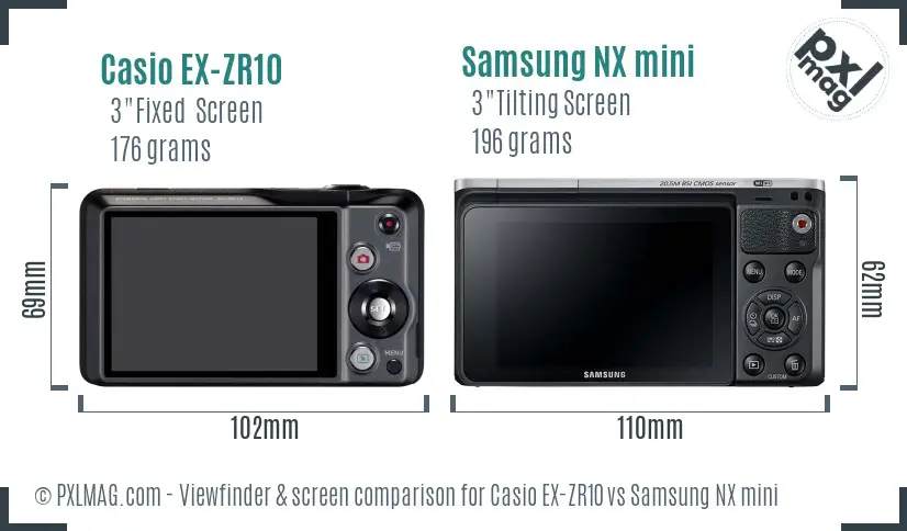 Casio EX-ZR10 vs Samsung NX mini Screen and Viewfinder comparison Casio EX-ZR10 vs Samsung NX mini Screen and Viewfinder comparison
