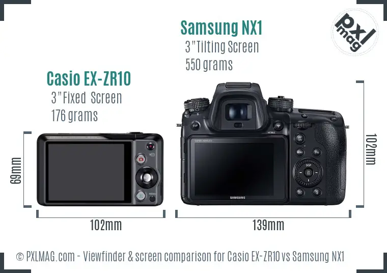 Casio EX-ZR10 vs Samsung NX1 Screen and Viewfinder comparison Casio EX-ZR10 vs Samsung NX1 Screen and Viewfinder comparison