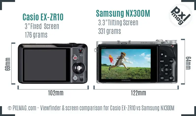 Casio EX-ZR10 vs Samsung NX300M Screen and Viewfinder comparison