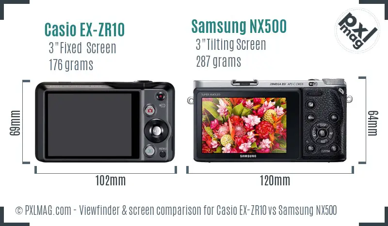 Casio EX-ZR10 vs Samsung NX500 Screen and Viewfinder comparison Casio EX-ZR10 vs Samsung NX500 Screen and Viewfinder comparison