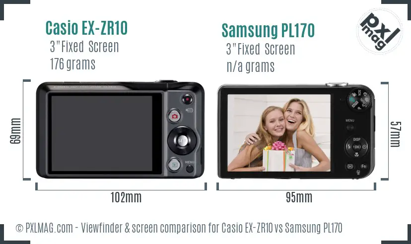 Casio EX-ZR10 vs Samsung PL170 Screen and Viewfinder comparison