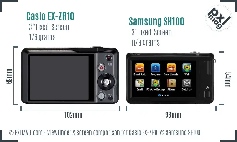 Casio EX-ZR10 vs Samsung SH100 Screen and Viewfinder comparison Casio EX-ZR10 vs Samsung SH100 Screen and Viewfinder comparison
