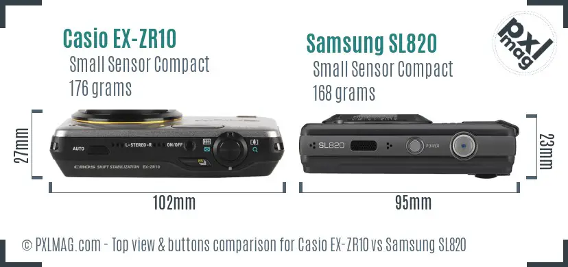 Casio EX-ZR10 vs Samsung SL820 top view buttons comparison