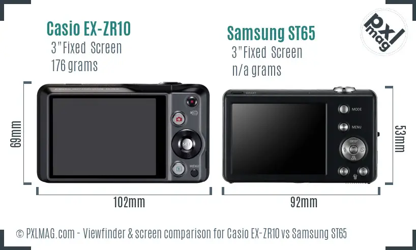 Casio EX-ZR10 vs Samsung ST65 Screen and Viewfinder comparison