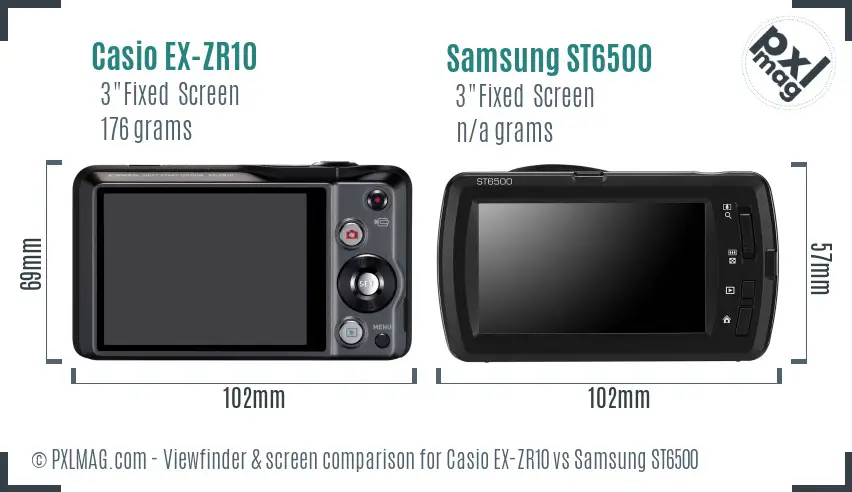 Casio EX-ZR10 vs Samsung ST6500 Screen and Viewfinder comparison