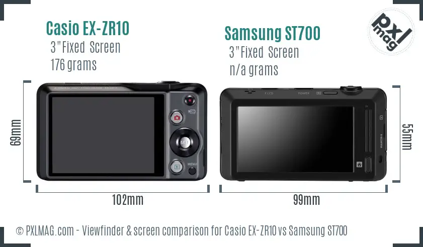 Casio EX-ZR10 vs Samsung ST700 Screen and Viewfinder comparison Casio EX-ZR10 vs Samsung ST700 Screen and Viewfinder comparison