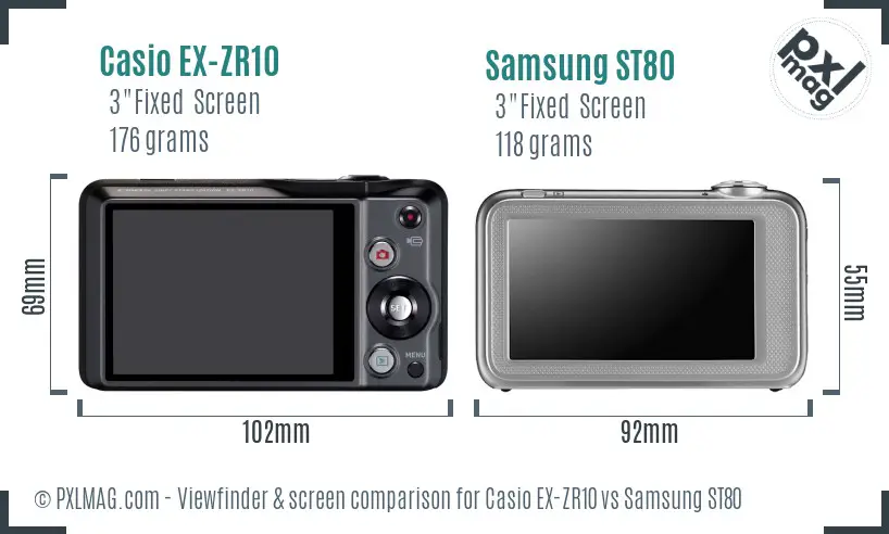 Casio EX-ZR10 vs Samsung ST80 Screen and Viewfinder comparison