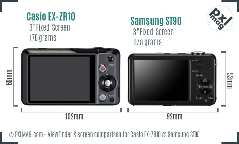 Casio EX-ZR10 vs Samsung ST90 Screen and Viewfinder comparison