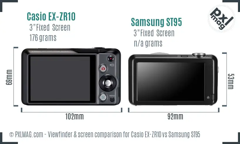 Casio EX-ZR10 vs Samsung ST95 Screen and Viewfinder comparison