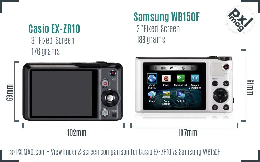 Casio EX-ZR10 vs Samsung WB150F Screen and Viewfinder comparison