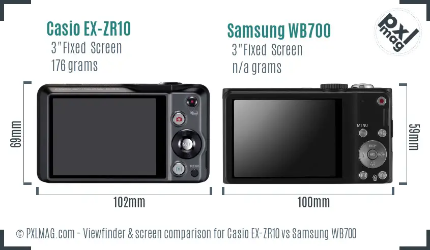 Casio EX-ZR10 vs Samsung WB700 Screen and Viewfinder comparison