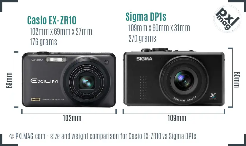 Casio EX-ZR10 vs Sigma DP1s size comparison