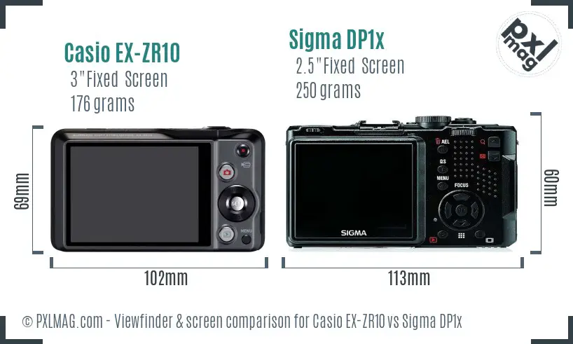 Casio EX-ZR10 vs Sigma DP1x Screen and Viewfinder comparison