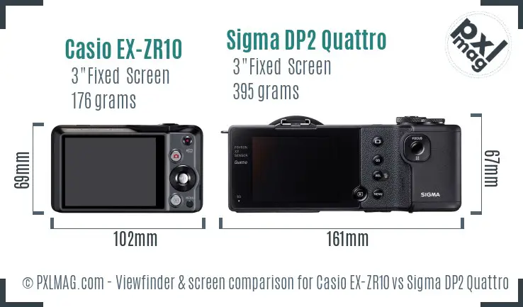 Casio EX-ZR10 vs Sigma DP2 Quattro Screen and Viewfinder comparison