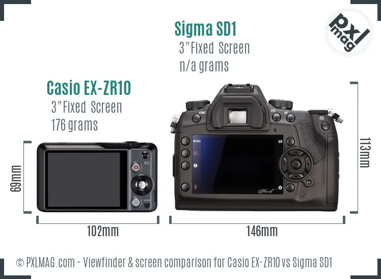 Casio EX-ZR10 vs Sigma SD1 Screen and Viewfinder comparison