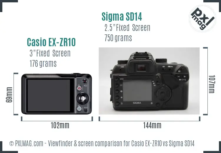 Casio EX-ZR10 vs Sigma SD14 Screen and Viewfinder comparison