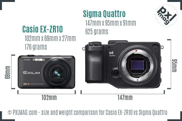 Casio EX-ZR10 vs Sigma Quattro size comparison