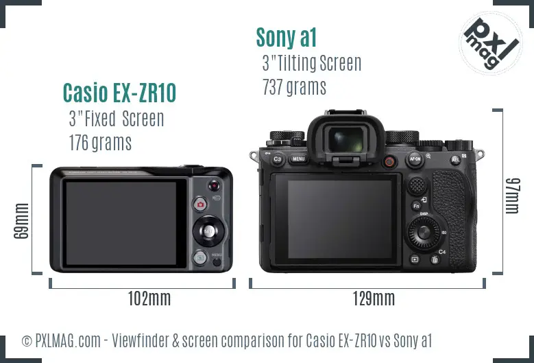 Casio EX-ZR10 vs Sony a1 Screen and Viewfinder comparison