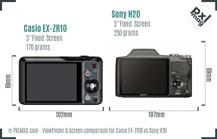 Casio EX-ZR10 vs Sony H20 Screen and Viewfinder comparison