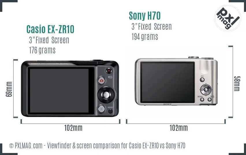 Casio EX-ZR10 vs Sony H70 Screen and Viewfinder comparison Casio EX-ZR10 vs Sony H70 Screen and Viewfinder comparison