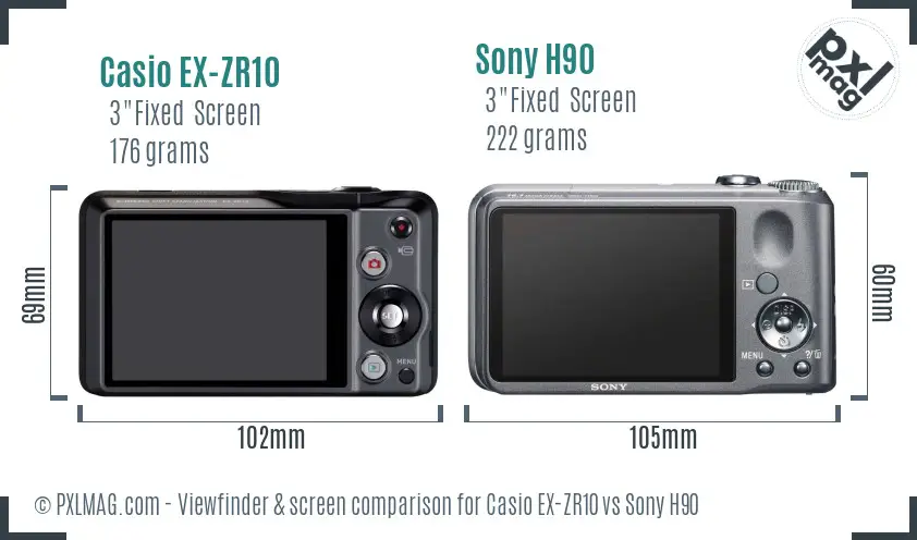 Casio EX-ZR10 vs Sony H90 Screen and Viewfinder comparison