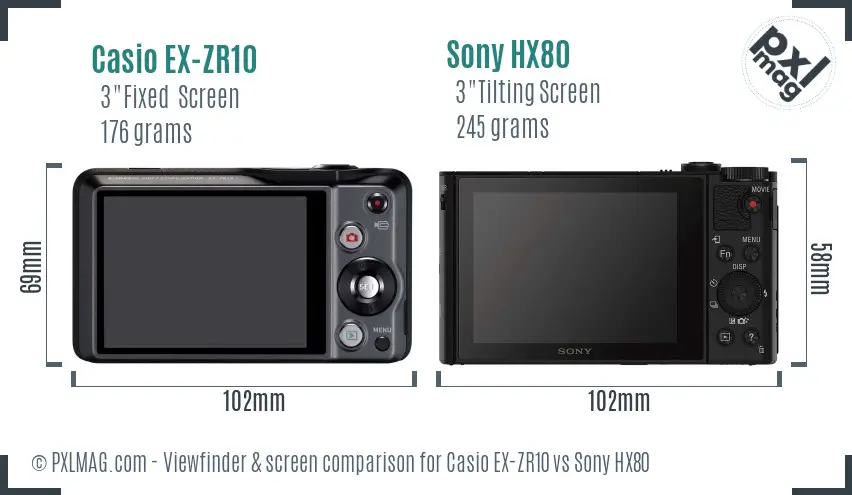 Casio EX-ZR10 vs Sony HX80 Screen and Viewfinder comparison Casio EX-ZR10 vs Sony HX80 Screen and Viewfinder comparison