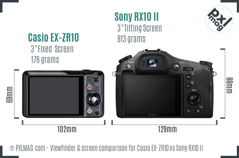 Casio EX-ZR10 vs Sony RX10 II Screen and Viewfinder comparison Casio EX-ZR10 vs Sony RX10 II Screen and Viewfinder comparison